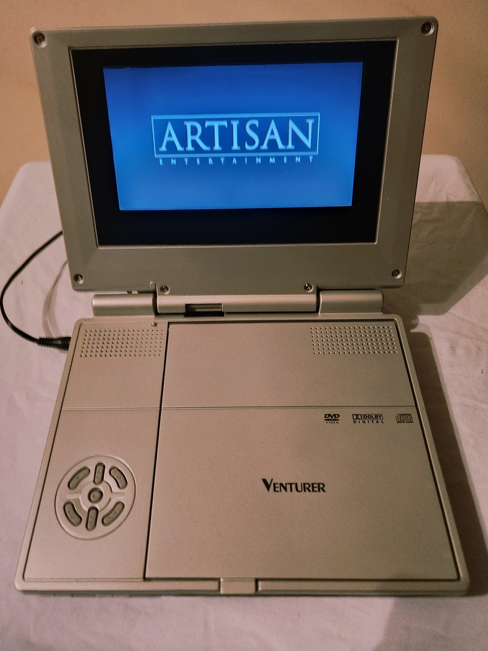 Venturer Portable DVD Player - Silver 7" Foldable Screen